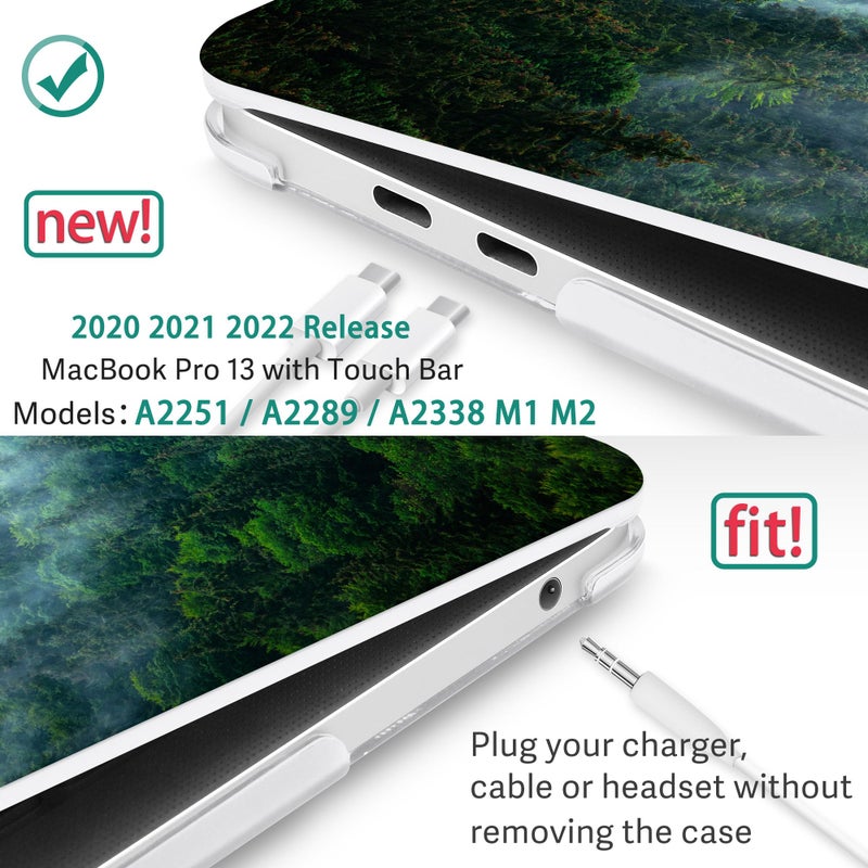May Chen Compatible with MacBook Pro 13 inch Case 2022 2021 2020 Release Models A2338 M2 M1 A2251 A2289, Plastic Hard Shell Case for MacBook Pro 13 inch with Touch Bar Fits Touch ID, Forest - Image 2